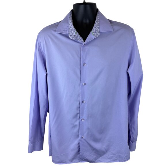 Tom Baine Mens Lavender Button-Up Shirt Long Sleeve Spandex Blend Sz XL - Picture 1 of 9